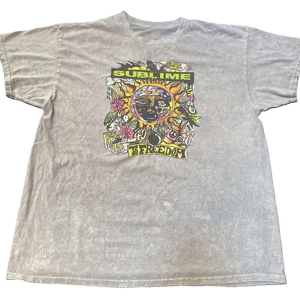 Sublime 40oz To Freedom Shirt XL Gray Mineral Acid Wash Graphic Band Tee 90s Ska